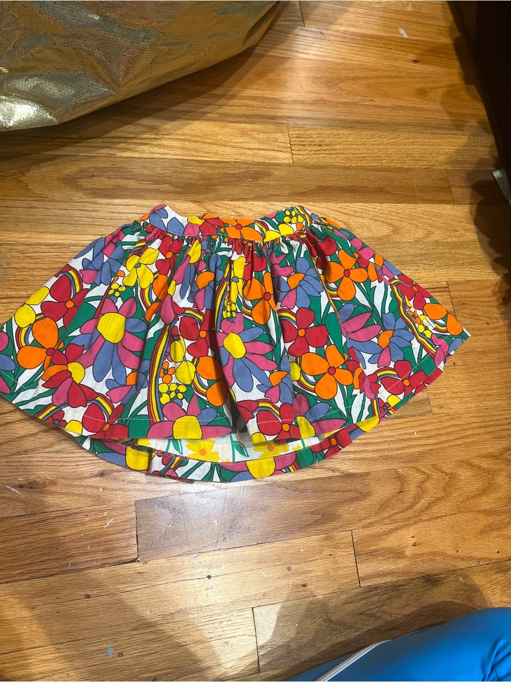 Pink Chicken Colorful Floral Flutter Skirt - Red Orange Yellow Pink Purple Green
